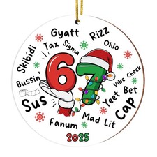 67 Meme Funny Christmas Ornaments 2025, 6 7 Ornament, Santa Ornaments for Chr...