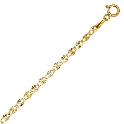 14K massives mehrfarbiges Gold 2,1-3 mm Stern Gliederkette Diamantschliff Halskette Damen