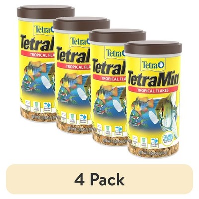 (4 pack) Tetra TetraMin Tropical Flakes Nutritionally Balanced Fish Food 7.06 oz