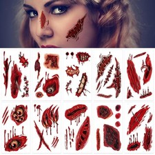 60 PCS 10 Sheets Fake Scars Temporary Tattoos, Large, Tattoos A