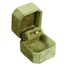 Velvet Ring Box, Octagon Ring Bearer Box Holder for Proposal, Cyan