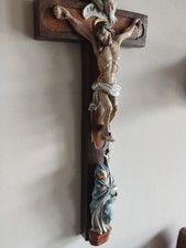 Holz Kreuz Kruzifix geschnitzt Bayern Jesus Madonna Heiliger Geist alt