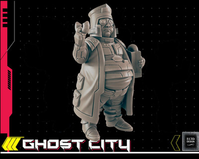 Cop with Donut - Cyberpunk/Sci-Fi NPC - 28mm or 32mm - Ghost City