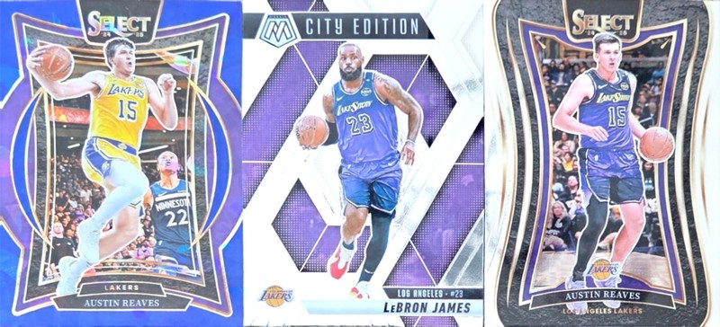 Lebron James & Austin Reaves Card Lot (3) Lakers / Blue Cracked Ice 