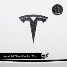 3m Carbon Fiber Tesla Emblem Decals Front Back Model Y