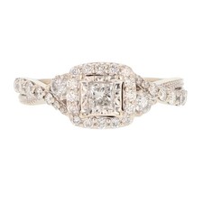 .60ctw Princess Diamond Halo Solitaire Engagement Ring 14k White Gold Size 6.25