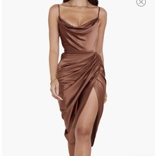 House of CB “Reva” Satin gathered corset dress Size M