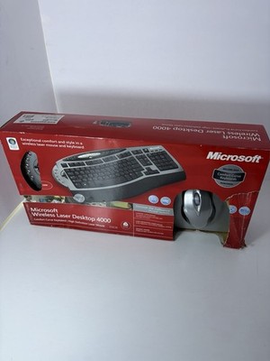 Microsoft Wireless Laser Desktop 4000 Comfort Curve Keyboard Mouse Set As-Is