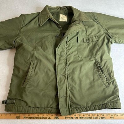 Vintage US Navy A-2 Deck Jacket Mens X-Large 46-48 Cold Weather Pile Lined 70s