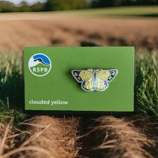 RSPB-Pin Badge CLOUDED YELLOW   On Green  Backing Card  **FREE POST **