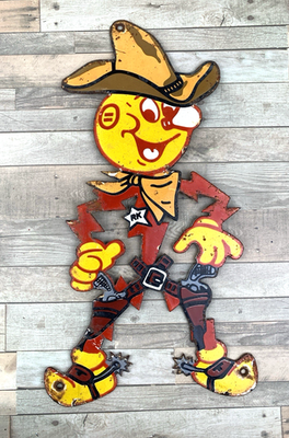 #ad #ad VINTAGE REDDY KILOWAT COWBOY ELECTRIC POWER COMPANY GAS OIL STATION SIGN $200.00