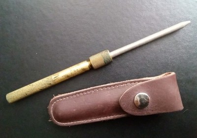 Vintage EZE Lap Diamond Hone Knife Sharpener w Leather Sheath NICE!
