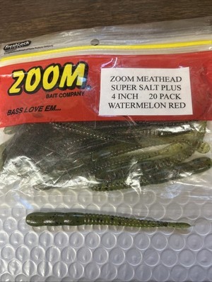 ZOOM MEATHEAD WORM 4''LONG-20 Pack WATERMELON RED color- FAST SHIPPING