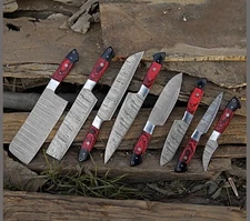 Hand Craft Damascus Steel Chef Knife Set Professional Kitchen 8 Knives Cutlery