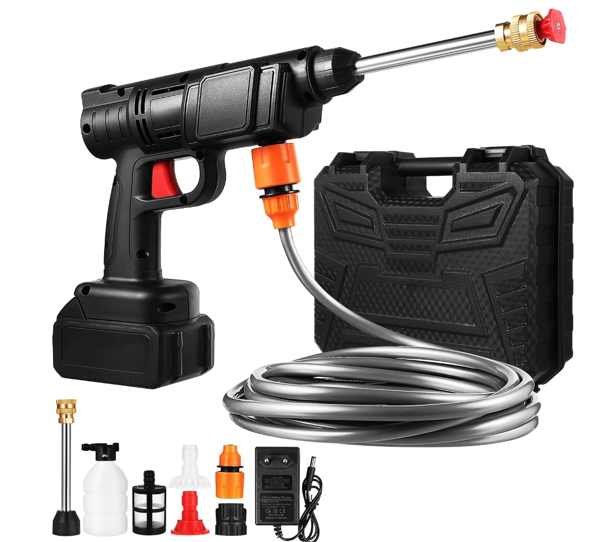 48V Idropulitrice A Batteria, 26Bar Idropulitrice Portatile Senza Fili Con 2 Batterie Da