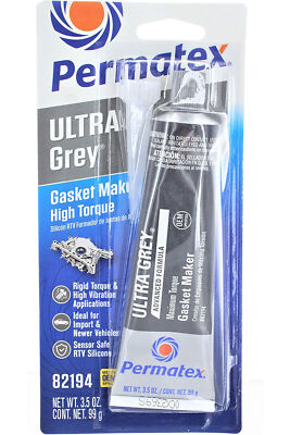 Permatex Ultra Grey 82194 RTV Silicone Gasket Maker 3.5oz Tube Rigid High-Torque