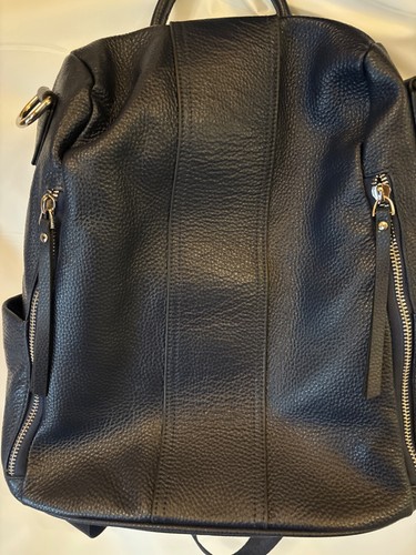 S-ZONE Womens Leather Backpack Rucksack Shoulder Bag School Travel Navy Blue - Picture 5 of 19