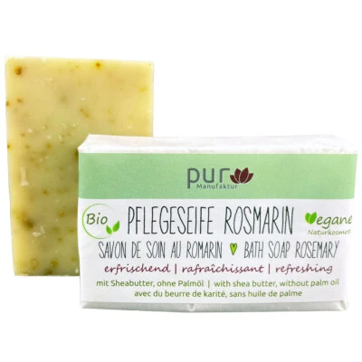 PUR MANUFAKTUR Pflegeseife Rosmarin-Lavendel-Salbei 100 g Bio Natur-Olivenölseife