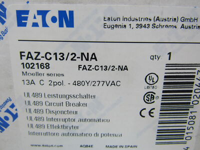 Eaton NSB FAZ-C13/2-NA Miniature Circuit Breakers (MCBs) FAZ 2P 13A 277V 50/60Hz