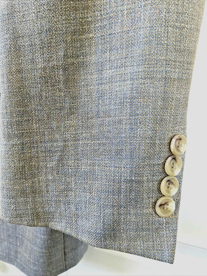 Blazer Abrigo Deportivo IBIZA Azul Tostado Talla 42 Texturizado Seda Lino Lana Foto 3 de 4