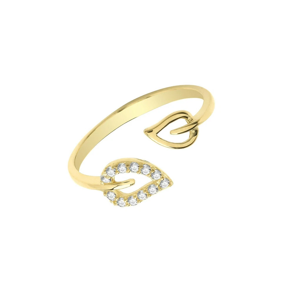 Gemstone Leaf Wrap Ring 9ct Yellow Gold Hallmarked Sizes J - R British Made - Image 3 of 3