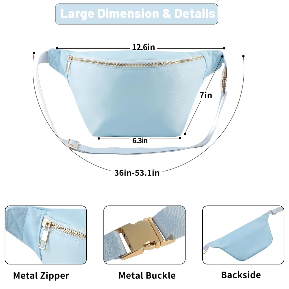 Large Belt Bag Crossbody Stadium Bag Plus Size Concert Bag for Women Water-Re...