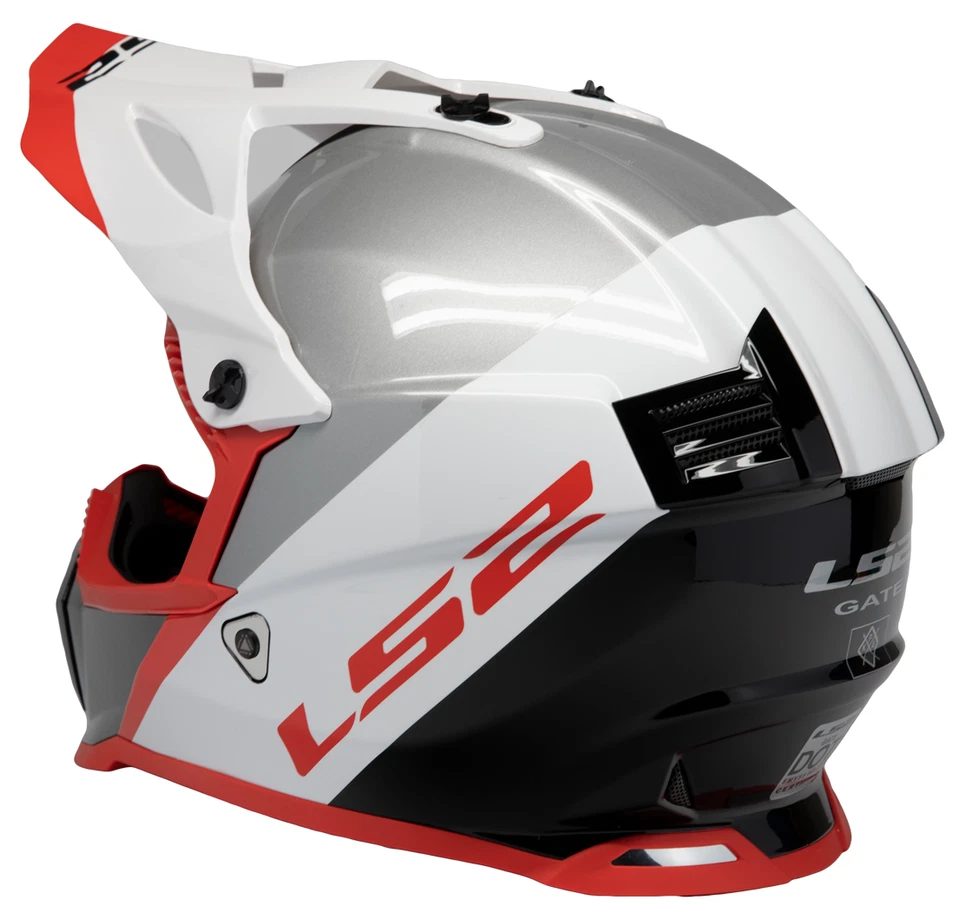 Casco de motocicleta LS2 Offroad Gate Launch Full Face MX blanco/rojo/negro S-3XL Foto 3 de 4