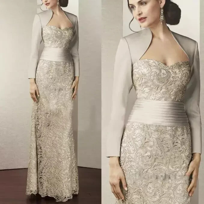 Elegante Vestido de Encaje Madre Nupcial Mangas Largas Bordado Cuello Cuadrado Vestido de Baile