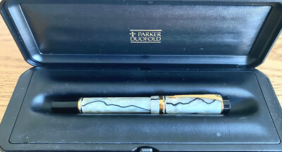 Stylo Roller Parker Duofold Collector - Résine Black & Pearl Nacrée - Prestige Avec écrin - Neuf étiqueté