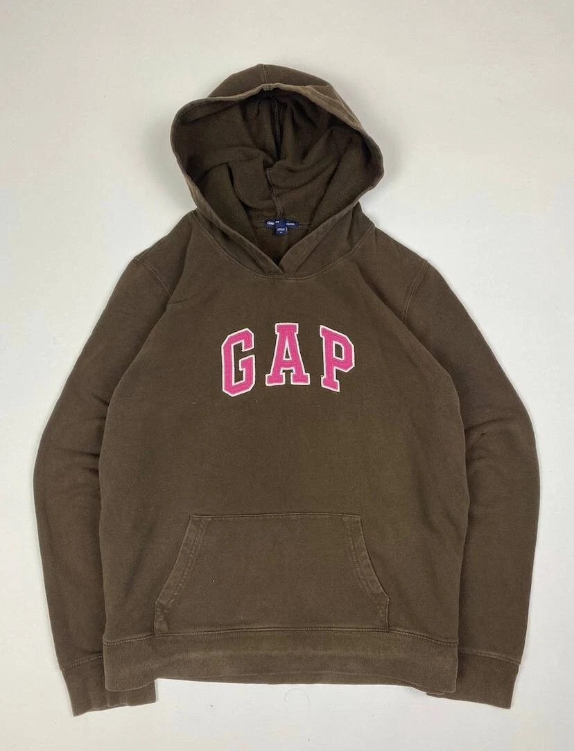 SUPREME Felpa con cappuccio vintage marrone Gap Y2k grande logo donna M