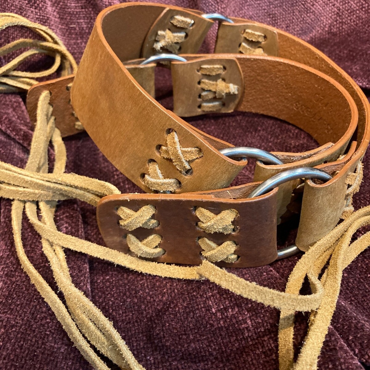 Lane Bryant Leather Western Long Fringe Tie Fashion Belt Silver Ring 14/20 Rhinestone Belts for Women Western Cowgirl Bling Skinny  main image 4