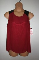 Womens Ali & Kris Boutique Plus Size Maroon Black Tunic Top Faux Leather 1x Womens Ali & Kris Boutique Plus Size Maroon Black Tunic Top Faux Leather 1x