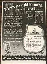 1940 EL Mansure Chicago Print Ad Trimmings That Provide The Decorator's Touch
