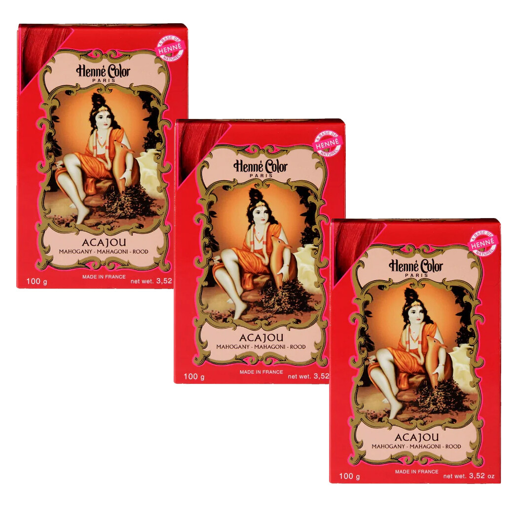 Mahogany Henna Hair Coloring Dye Henna Paris Permanent Natural Color x 3 Pack