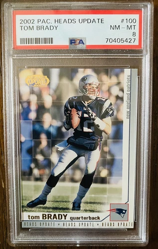 2002 Pacific Heads Update Tom Brady # 100 PSA 8 NM-MT New England Patriots Bucs