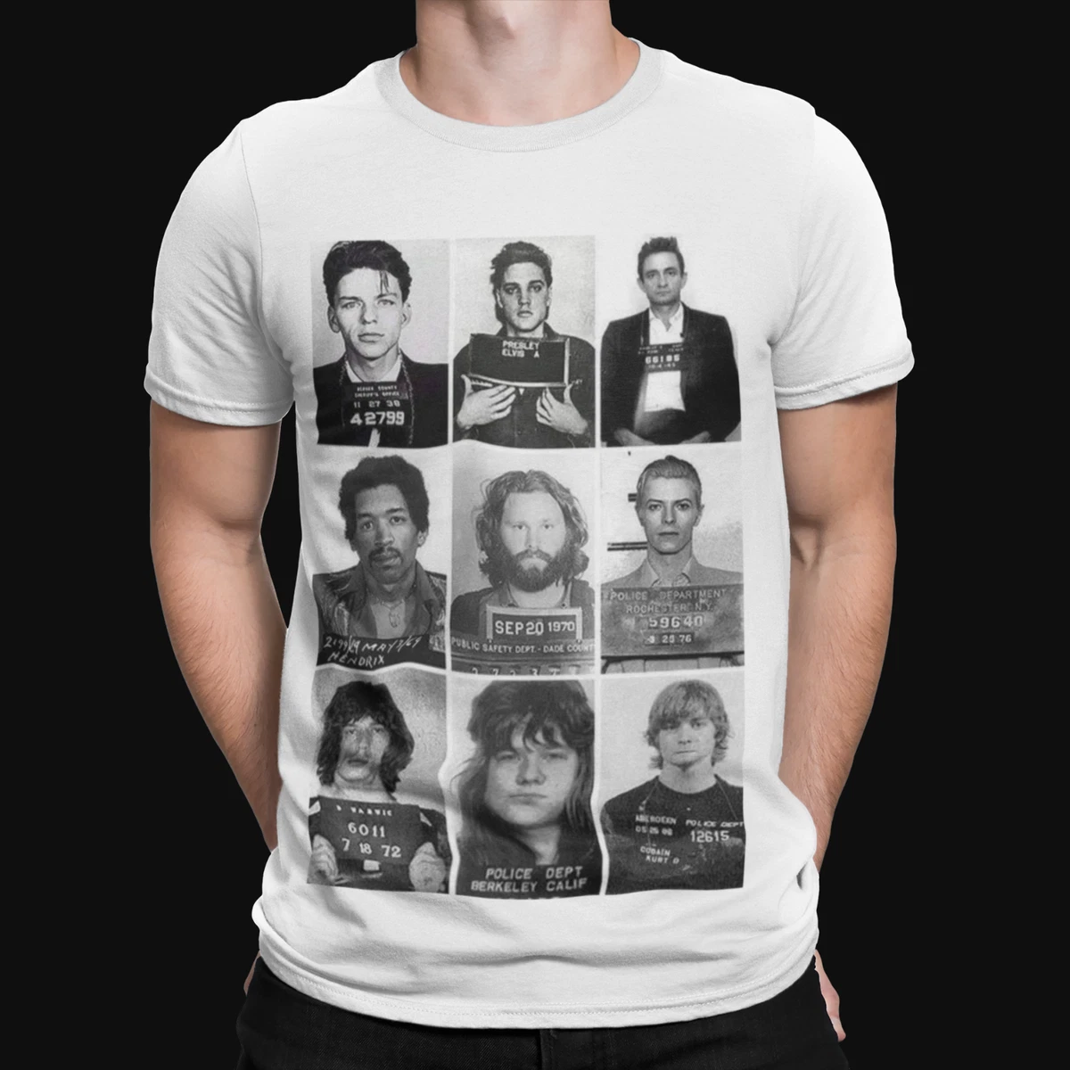 Celebrity Mugshots T Shirt Cool Retro Funny Music Actors Movie Film TV Gift