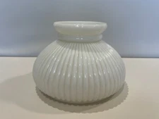 VTG Milk Glass Ribbed Lamp Opal Student Lamp Shade, 6 3/4" Fitter, 4" Dia (Top)