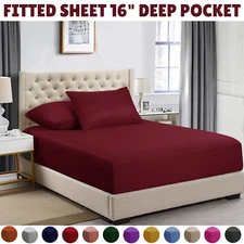 1800 Deep Pocket Fitted Sheet Queen King Fully Elastic Fitted Sheets Bed Sheets
