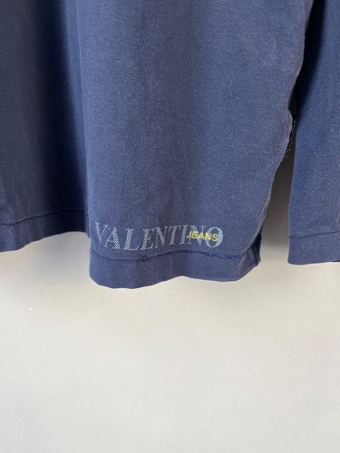 Valentino Jeans Vintage Men Blue Y2K Cotton 1/4 Zip Sweatshirt Italy Size L - Picture 5 of 13