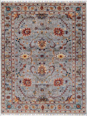 Tapis Ziegler Tissé Main – Orientale, Laine Et Coton, Bleu, 202x156 Cm
