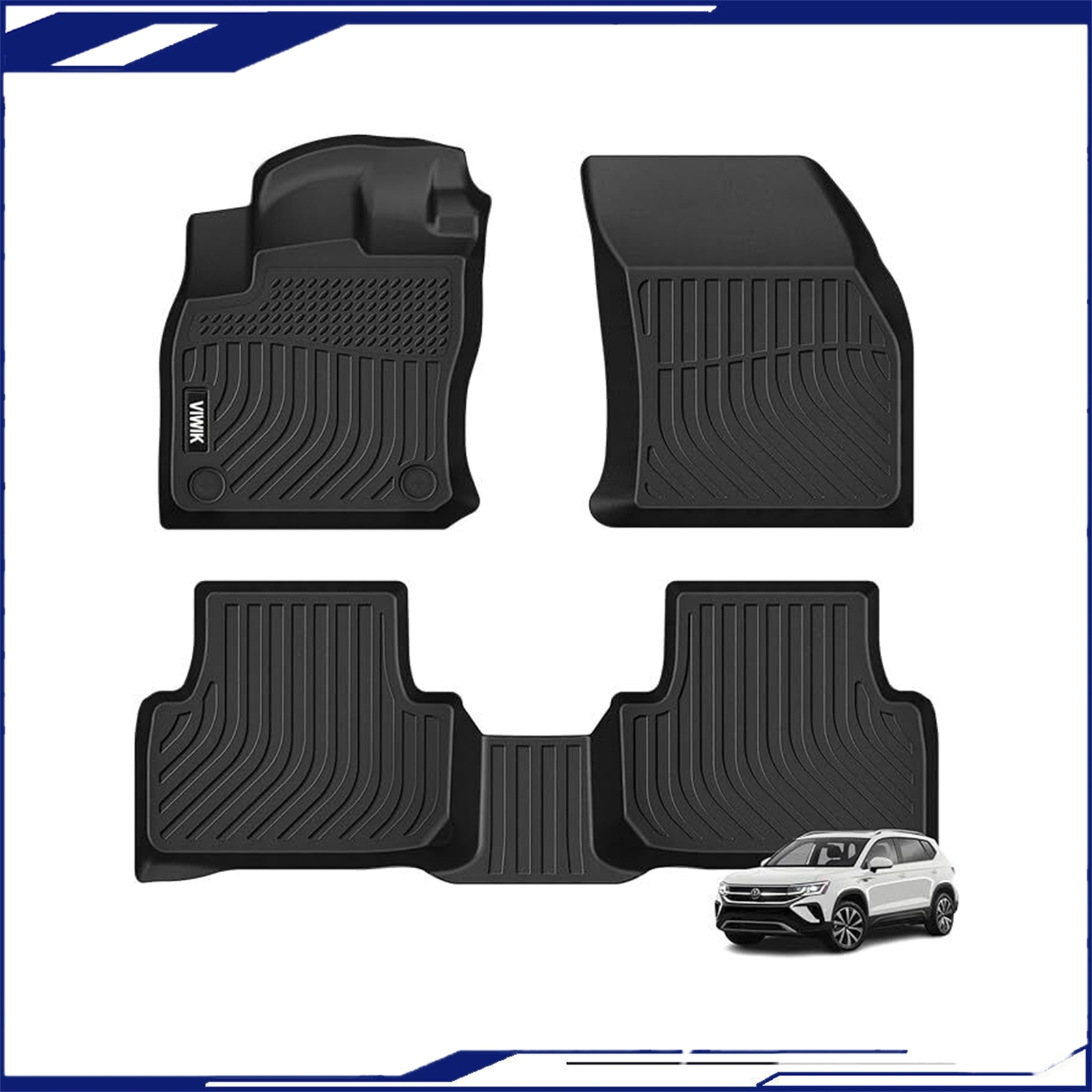 22-24 VW Taos All-Weather TPE Rubber Floor Mats Waterproof Liners