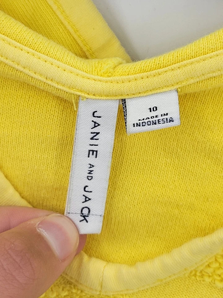 Janie and Jack Natación Cubre Niñas 10 Amarillo Texturizado Rayas Terry Con Capucha Playa Foto 3 de 4