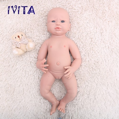 IVITA 20'' Handmade Full Floppy Silicone Reborn Baby Girl Squishy Silicone Doll - Picture 3 of 6