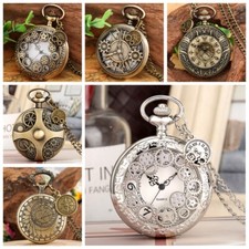 Steampunk Quartz Pocket Watch Analog Bronze Case Fob Watches for Men Women Gifts