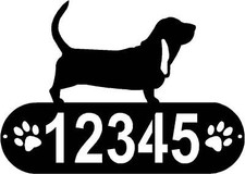 Basset Hound Dog PAWS House Address Sign or Name Plaque - Made in USA
