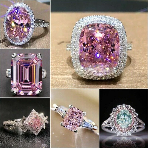 925 Silver Rings Gorgeous Pink Sapphire Women Wedding Ring Jewelry Gift Sz 6-10 - Picture 3 of 23