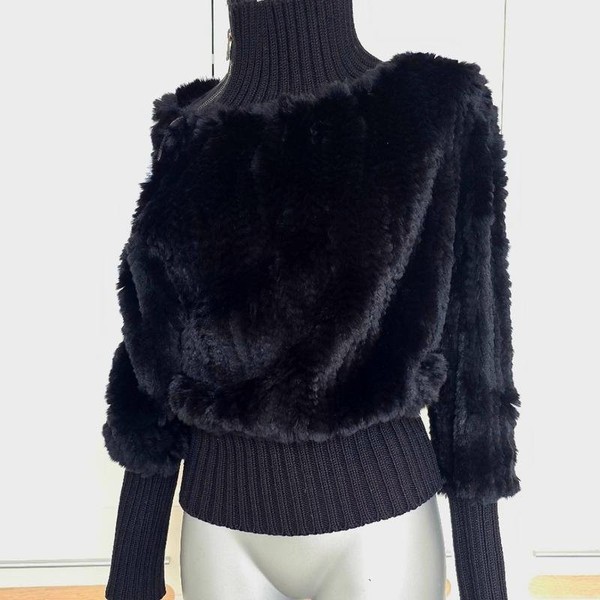 Women Blumarine Jacket Black Rabbit 36 / S / 44