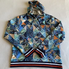 Robert Graham Broken Tiles Men Large Floral Paisley Pullover Hoodie Multicolor