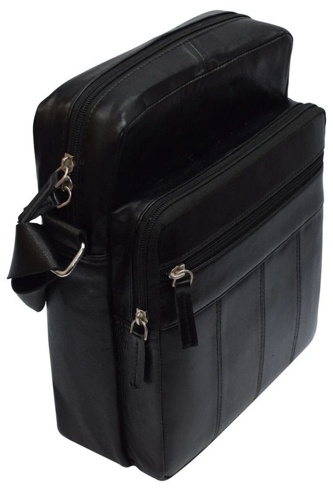 Bolso Bandolera Mensajero de Cuero Genuino para Hombres Correa Ajustable Informal Foto 2 de 4