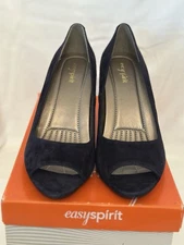 Easy Spirit Women's PeepToePump Navy Suede  9.5Wide NIB